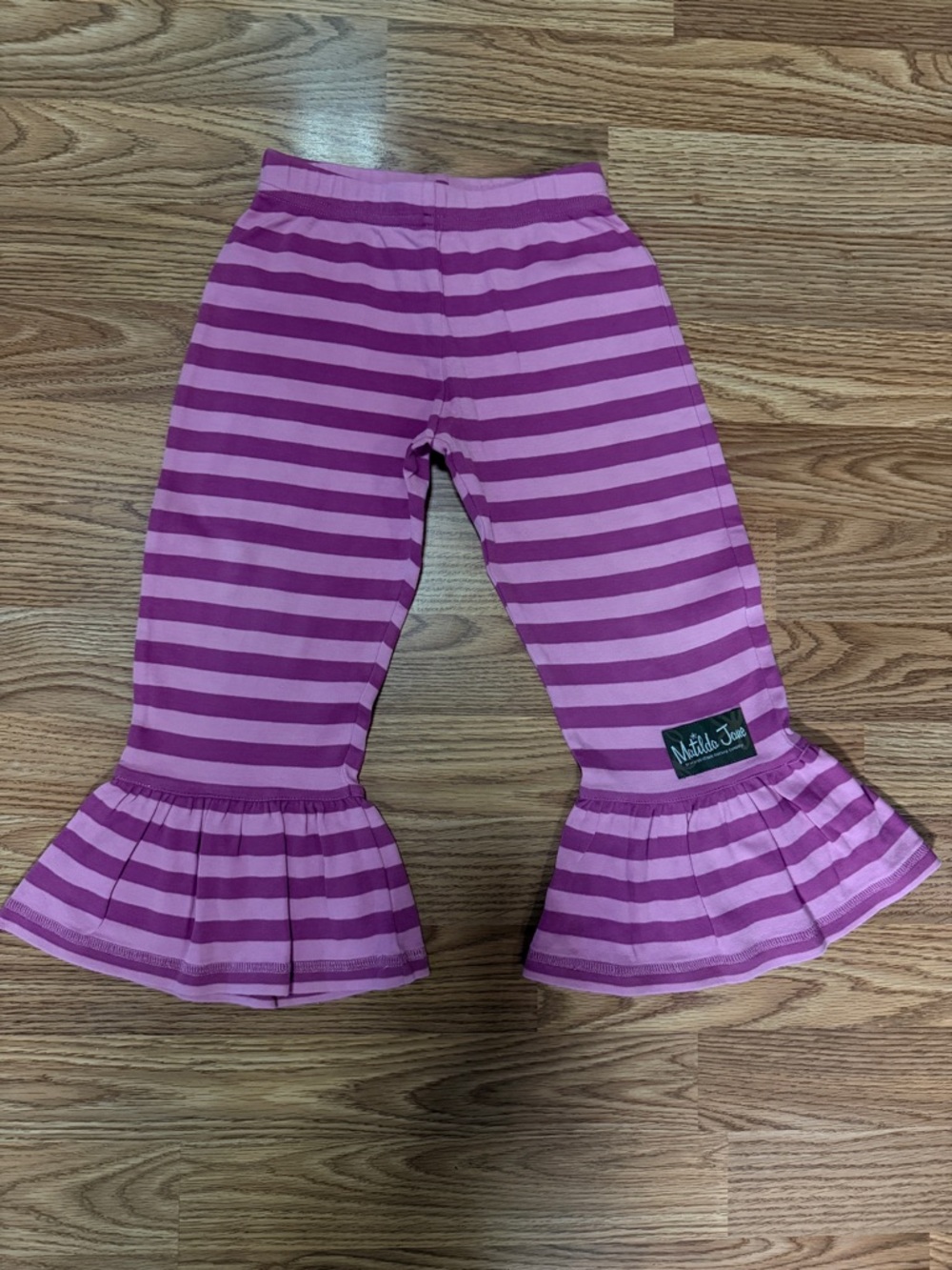Sz 4 Matilda Jane Girls Secret Fields Striped Wide Leg Ruffles (Pink/Mauve)